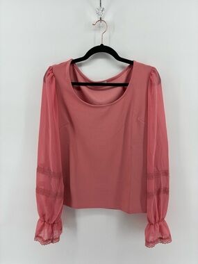 Suzy Shier Elegant Pink Women's Top Floral Lace Details